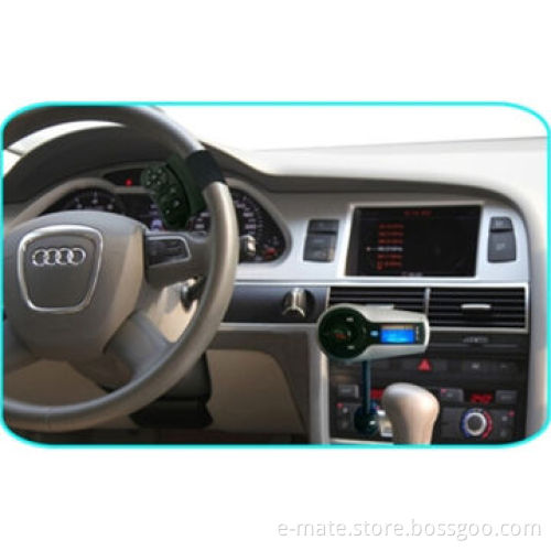 Car Bluetooth FM Radio Transmitter, with Charging Function and RF Steering Wheel Remote Control